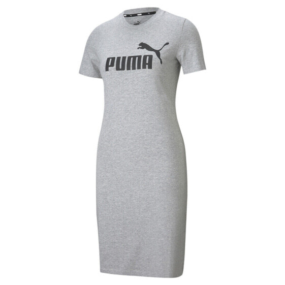 Puma Essentials Crew Neck T-Shirt Dress Womens Grey Casual 586910-04
