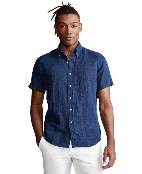 Men's Short-Sleeve Linen Button-Up