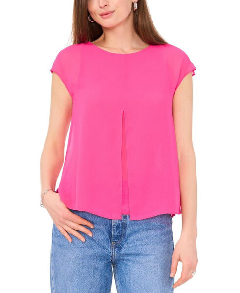 Women's Cap-Sleeve Overlay Top