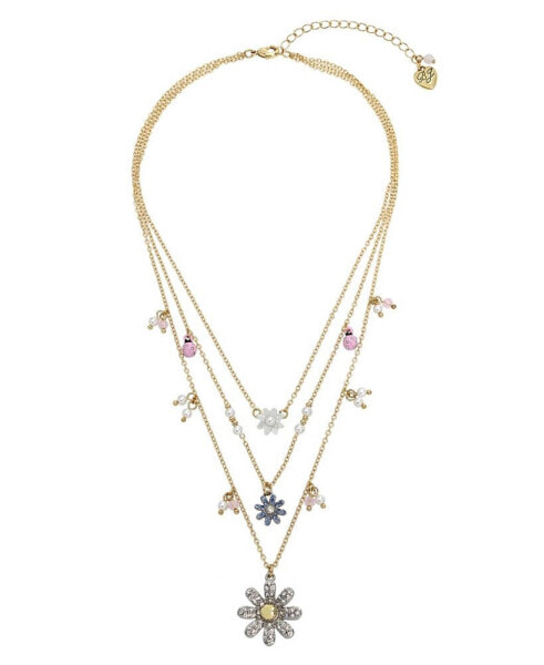 Betsey Johnson faux Stone Daisy Layered Necklace