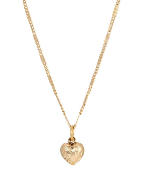 2028 14k Gold-Plated Small Puffed Heart Floral Pattern Necklace