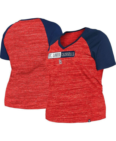Women's Red St. Louis Cardinals Plus Size Space Dye Raglan V-Neck T-shirt