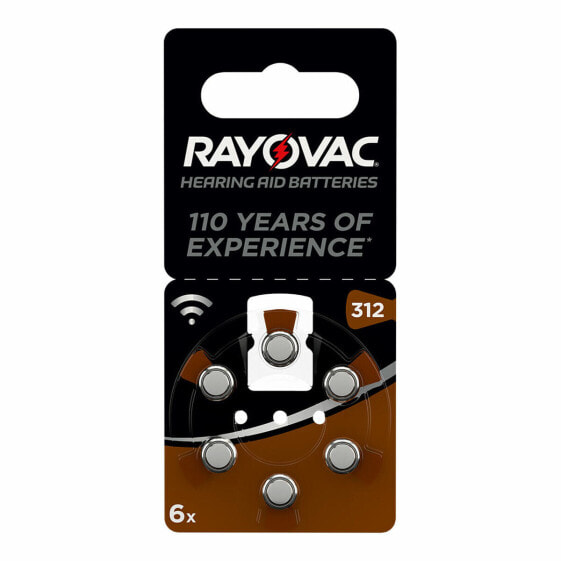 Батарейки RAYOVAC ZA312 для слуховых аппаратов 6 шт.