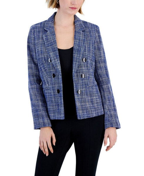 Women's Tweed Faux-Double-Breasted Blazer, Created for Macy's