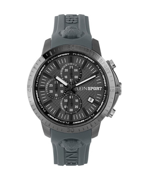 Часы и аксессуары Plein Sport Мужские хронографы Date Quartz Plein Gain Gray Silicone Strap 43 мм