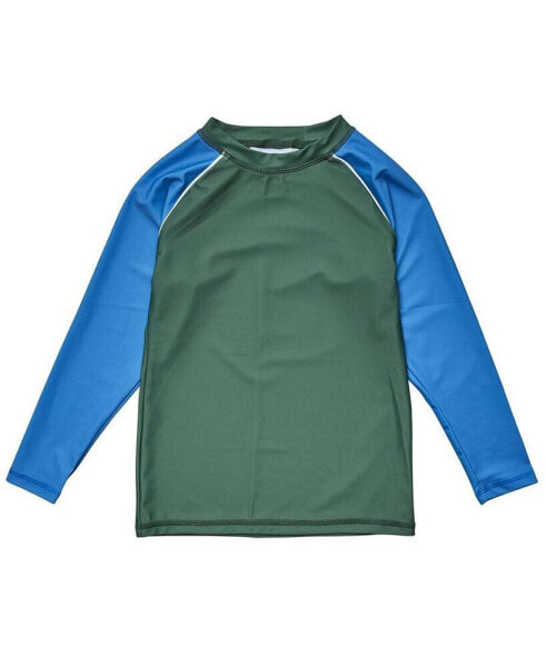 Toddler, Child Boys Olive Blue Sleeve LS Rash Top