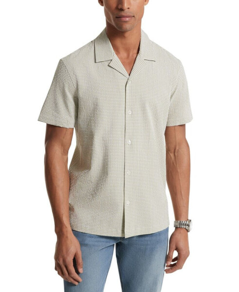 Men's Gingham Seersucker Short Sleeve Button-Front Camp Shirt