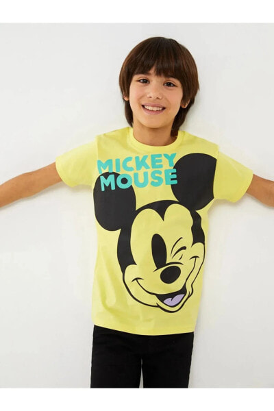Lcw Kids Bisiklet Yaka Mickey Mouse Baskılı Kısa Kollu Erkek Çocuk Tişört