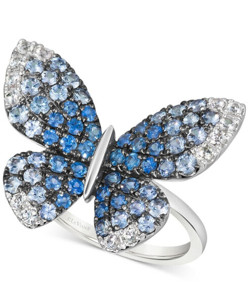 Denim Ombré (1-3/4 ct. t.w.) & White Sapphire (1/3 ct. t.w.) Butterfly Ring in 14k White Gold