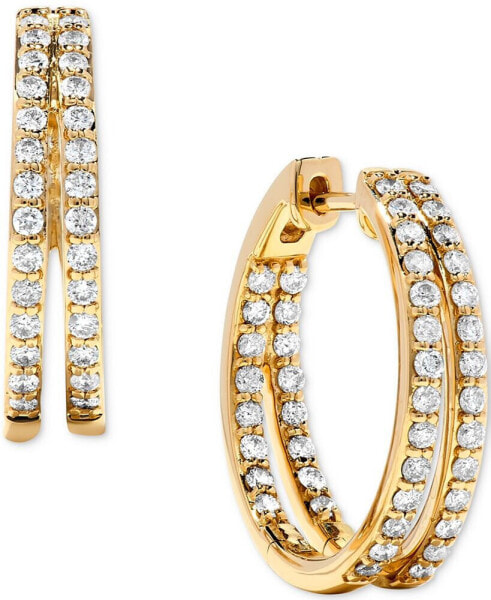 Серьги Macy's Diamond Inside Out Double Hoop