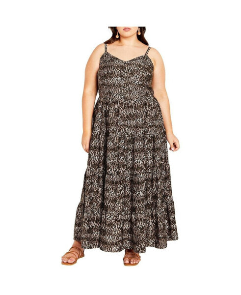 Plus Size Aylin Tier Animal Print Maxi Dress