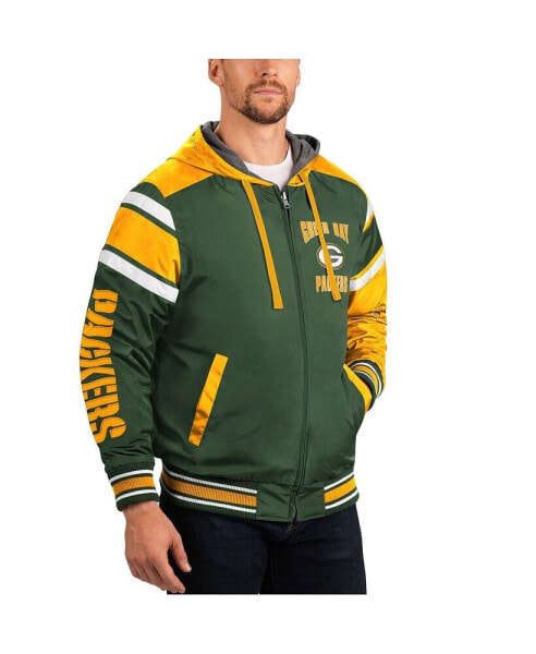 Men's Green, Gray Green Bay Packers Extreme Full Back Reversible Hoodie Full-Zip Jacket