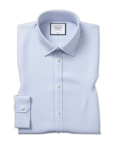 Charles Tyrwhitt Non-Iron Twill Mini Grid Check Super Slim Fit Shirt Men's 15"