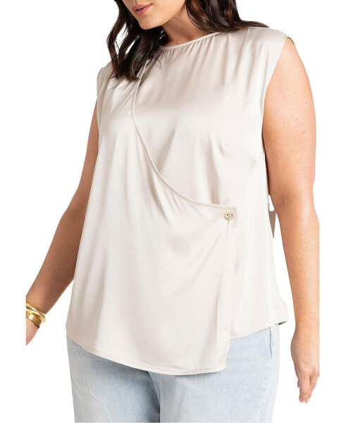 Plus Size Overlap Front Blouse - 22, Midnight Gray