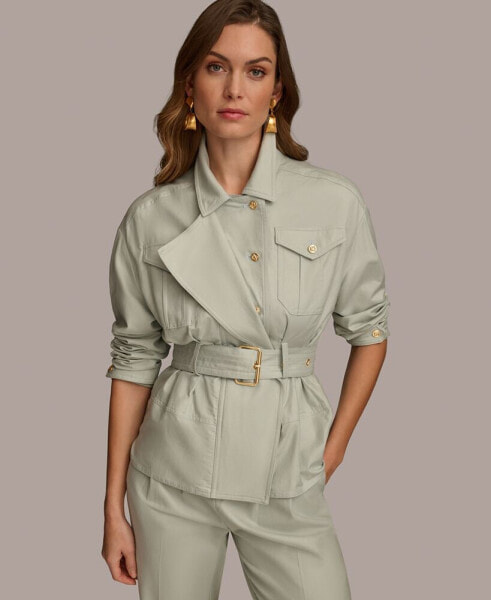 Women's Belted Cotton Utility Jacket
