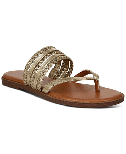 Women's Cary Braided Strappy Thong Flip Flop Slide Sandals