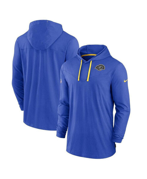 Men's Royal Los Angeles Rams Sideline Pop Performance Pullover Long Sleeve Hoodie T-shirt