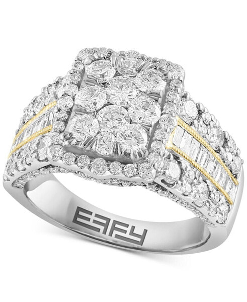 EFFY® Emerald Shaped Halo Cluster Ring (2-1/3 ct. t.w.) in 14k Two-Tone Gold