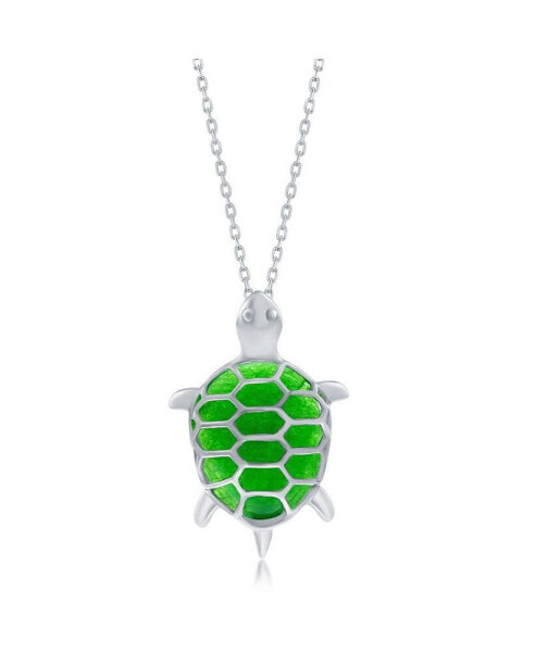 Sterling Silver Jade Turtle Necklace