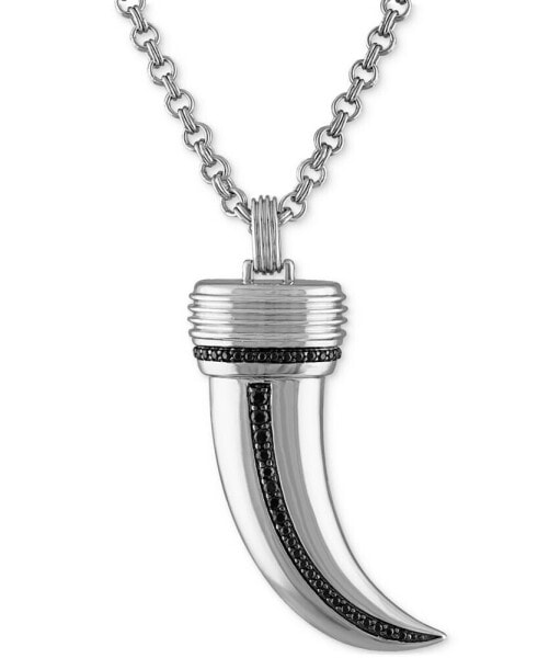 Black Spinel Horn 22" Pendant Necklace (3/8 ct. t.w.) in Sterling Silver, Created for Macy's
