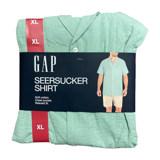 GAP Men's Soft Short Sleeve Relaxed Fit Seersucker Button Up Shirt