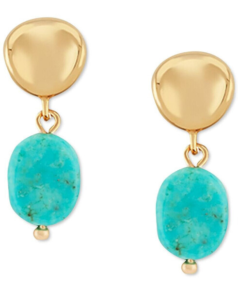 Turquoise & Nugget Sculptural Drop Earrings in 14k Gold