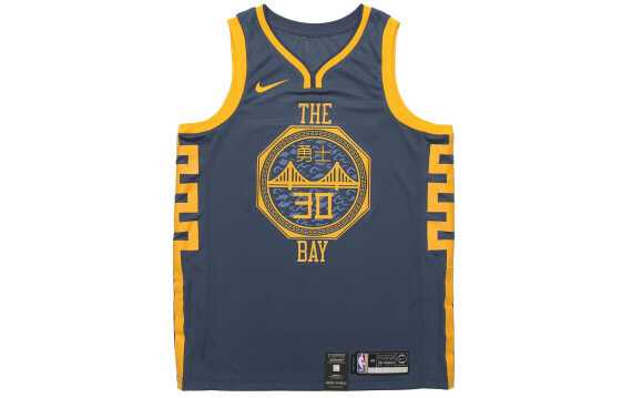 Nike NBA Jersey 球衣 SW球迷版 18-19赛季 金州勇士队 Stephen Curry 库里 勇士30号 城市限定 男款 蓝色 / Майка баскетбольная Nike NBA AJ4610-428