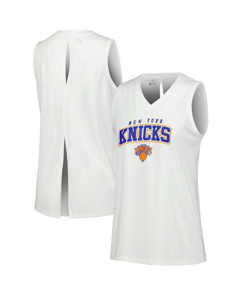 Women's White New York Knicks Paisley Peekaboo Tank Top