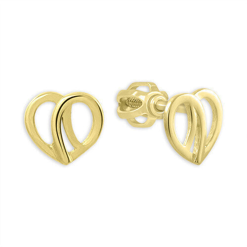 Minimalist yellow gold earrings Heart 231 001 00661