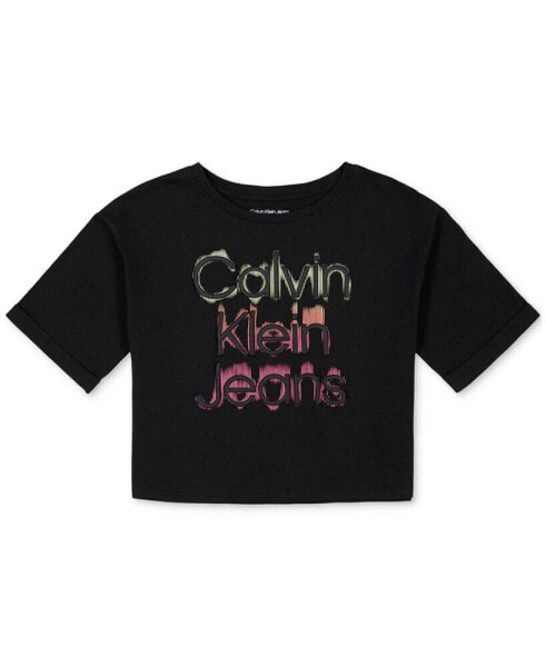 Big Girls Glow Calvin Klein Jean Oversize Logo T-Shirt