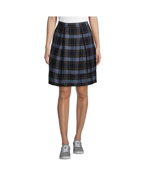 Women's School Uniform Plaid Pleated Skort Top of Knee