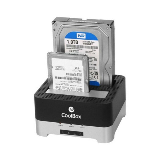 Внешний блок CoolBox COO-DUPLICAT2 2,5"-3,5" SATA USB 3.0 Чёрный Чёрный/Серебристый USB 3.0 SATA