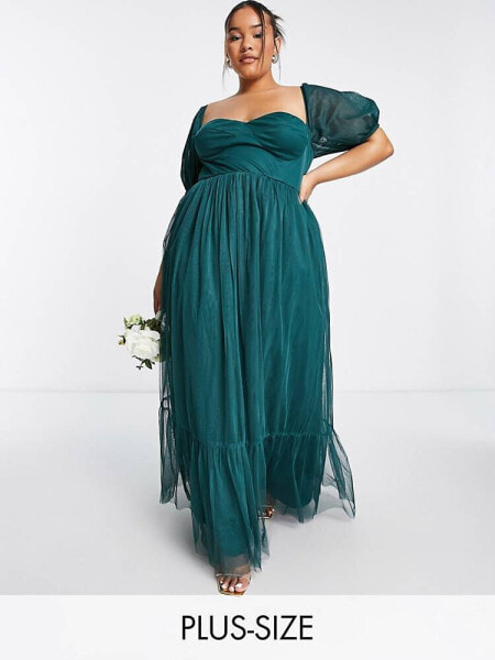 Anaya With Love Plus – Am Rücken gebundenes Kleid in Smaragdgrün - MGREEN