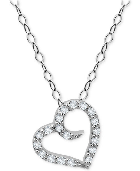 Cubic Zirconia Open Heart Pendant Necklace, 16" + 2" extender, Created for Macy's