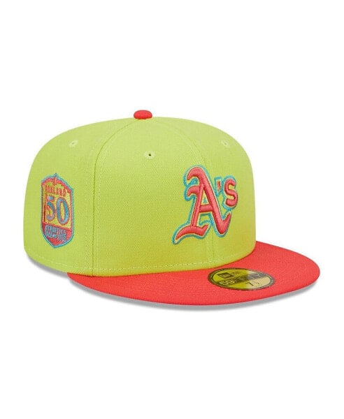 Men's Green, Red Oakland Athletics 50th Anniversary Cyber Highlighter 59FIFTY Fitted Hat