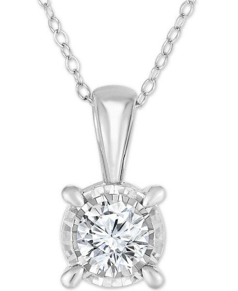 TruMiracle diamond Solitaire 18" Pendant Necklace (3/4 ct. t.w.) in 14k White Gold