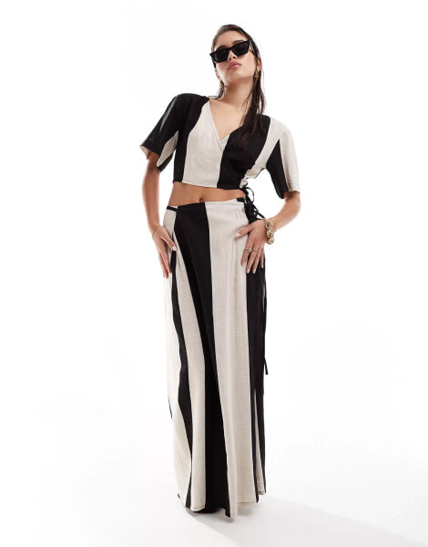 Pretty Lavish contrast wrap midaxi skirt co-ord in monochrome