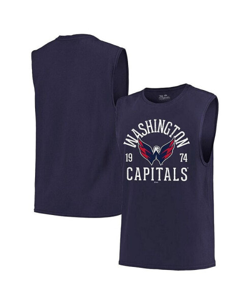 Men's Threads Navy Washington Capitals Softhand Muscle Tank Top