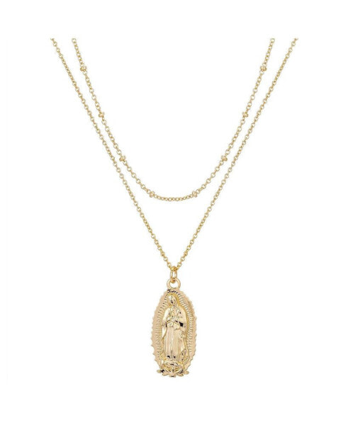 Unwritten 14K Gold Flash Plated Virgin Mary Layered Pendant Necklace