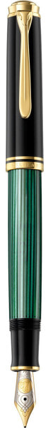 Pelikan M800 - Black - Gold - Green - Built-in filling system - Gold - Italic nib - Gold/Rhodium - Bold