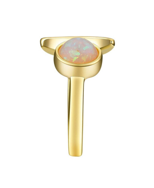 Faux Opal Stone and Moon Bypass Ring