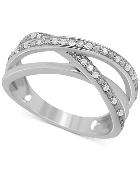 Diamond Multirow Crossover Ring (1/6 ct. t.w.) in Sterling Silver
