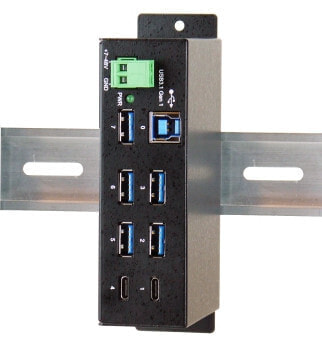 USB-концентратор Exsys EX-1197HMS - USB 3.2 Gen 1 (3.1 Gen 1) Type-B - USB 3.2 Gen 1 (3.1 Gen 1) Type-A, USB 3.0 (3.1 Gen 1) Type-C - 5000 Mbit/s - Черный - Металлический - Поддержка питания