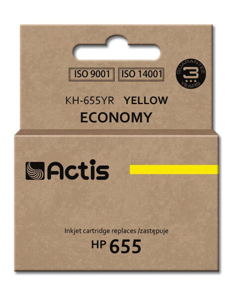 Actis KH-655YR ink (replacement for HP 655 CZ112AE; Standard; 12 ml; yellow) - Standard Yield - Dye-based ink - 12 ml - 1 pc(s) - Single pack