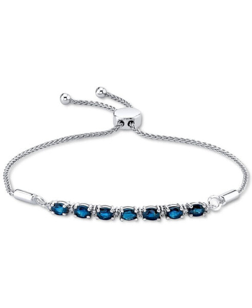 Sapphire (2-1/10 ct. t.w.) & Diamond (1/10 ct. t.w.) Bolo Bracelet in Sterling Silver