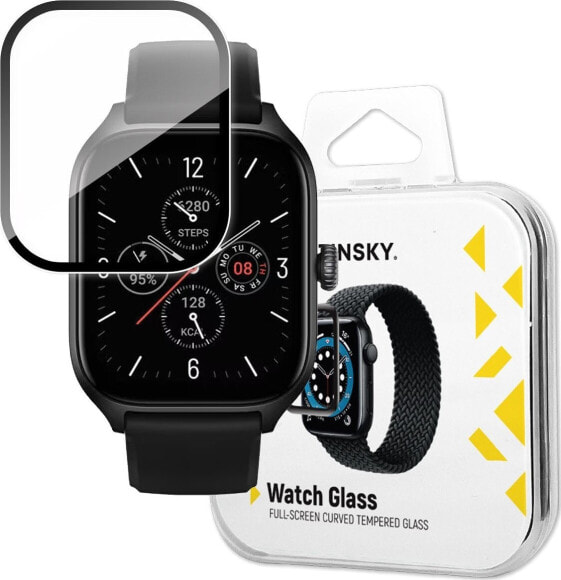 Wozinsky WOZINSKY FULL GLUE TEMPERED GLASS SZKŁO HARTOWANE DO XIAOMI AMAZFIT GTS 4 9H NA CAŁY EKRAN Z CZARNĄ RAMKĄ