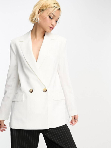 Bershka oversized blazer in white