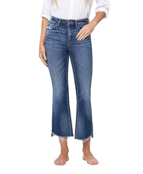 Women's High Rise Cropped Step Hem Flare Jeans
