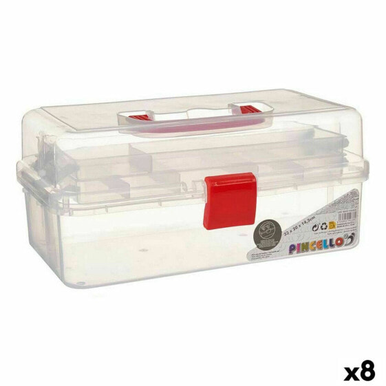 Универсальная коробка Красный Прозрачный Пластик 33 x 15 x 19,5 cm (8 штук)
