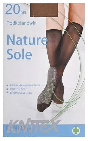 Kniestrümpfe für Damen mit Baumwollsohle Nature Sole 20 Den graphite